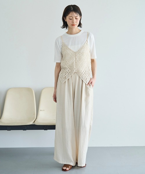 meilmada（メイルマダ）の「麻混ソフトシアーイージーパンツ（スラックス・レディース・ブラウン/ベージュ/オフホワイト/ブラック・FREE）」の9枚目の写真