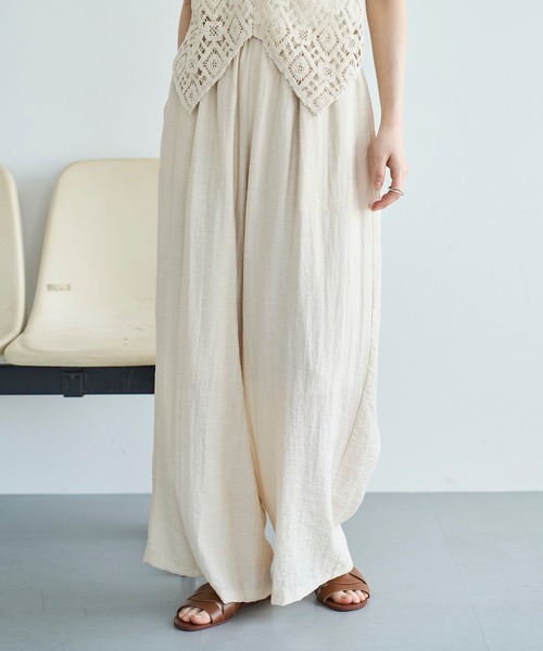 meilmada（メイルマダ）の「麻混ソフトシアーイージーパンツ（スラックス・レディース・ブラウン/ベージュ/オフホワイト/ブラック・FREE）」の5枚目の写真