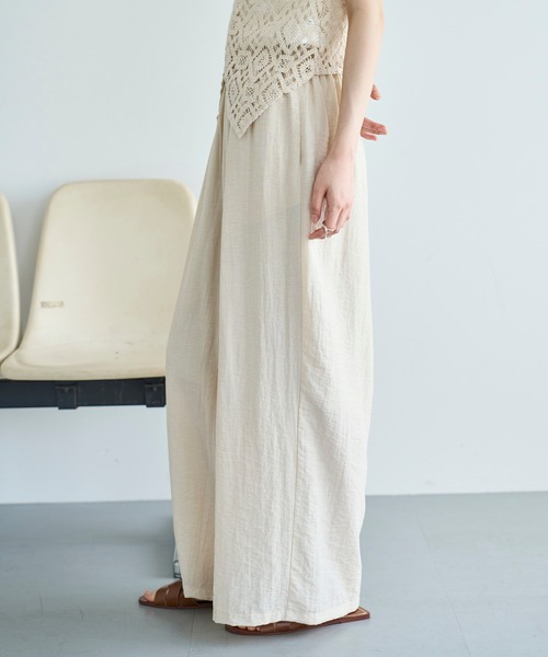 meilmada（メイルマダ）の「麻混ソフトシアーイージーパンツ（スラックス・レディース・ブラウン/ベージュ/オフホワイト/ブラック・FREE）」の6枚目の写真