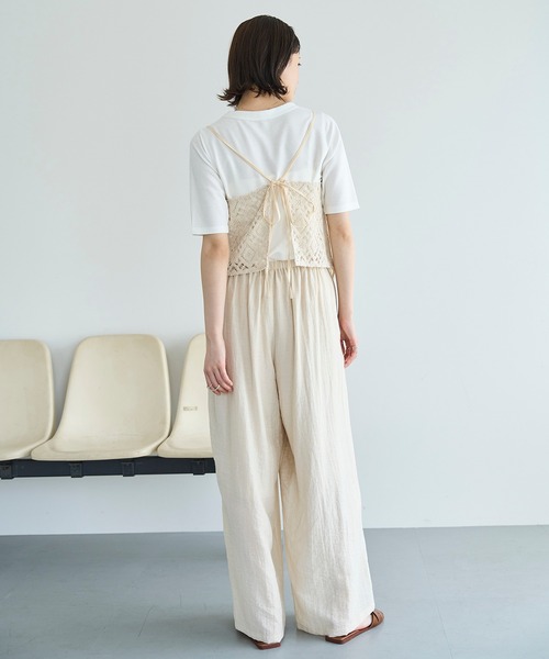 meilmada（メイルマダ）の「麻混ソフトシアーイージーパンツ（スラックス・レディース・ブラウン/ベージュ/オフホワイト/ブラック・FREE）」の11枚目の写真