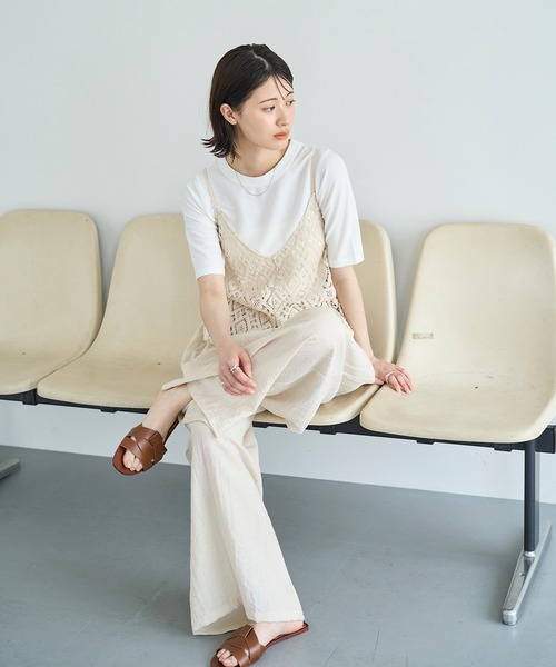 meilmada（メイルマダ）の「麻混ソフトシアーイージーパンツ（スラックス・レディース・ブラウン/ベージュ/オフホワイト/ブラック・FREE）」の13枚目の写真