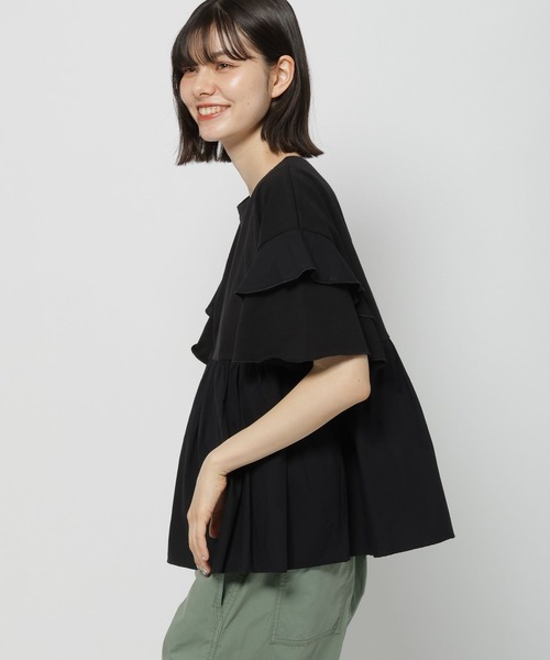 niko and...（ニコアンド）の「フリル切り替えペプラムTシャツ（Tシャツ/カットソー・レディース・オフホワイト/ライトグレー/ブラック/ラベンダー・MEDIUM/LARGE）」の3枚目の写真