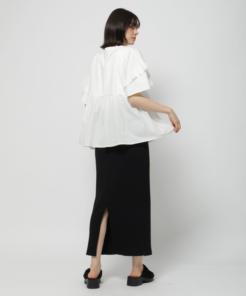 niko and...（ニコアンド）の「フリル切り替えペプラムTシャツ（Tシャツ/カットソー・レディース・オフホワイト/ライトグレー/ブラック/ラベンダー・MEDIUM/LARGE）」の6枚目の写真