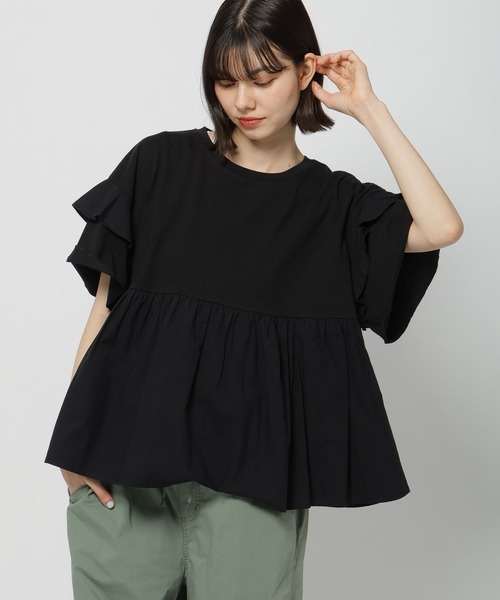 niko and...（ニコアンド）の「フリル切り替えペプラムTシャツ（Tシャツ/カットソー・レディース・オフホワイト/ライトグレー/ブラック/ラベンダー・MEDIUM/LARGE）」の13枚目の写真