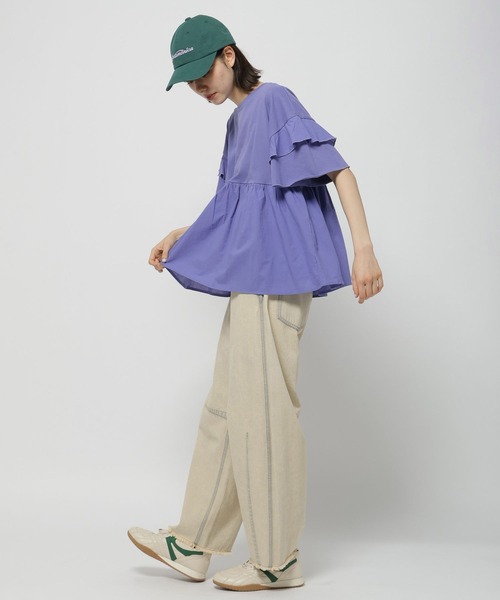 niko and...（ニコアンド）の「フリル切り替えペプラムTシャツ（Tシャツ/カットソー・レディース・オフホワイト/ライトグレー/ブラック/ラベンダー・MEDIUM/LARGE）」の14枚目の写真