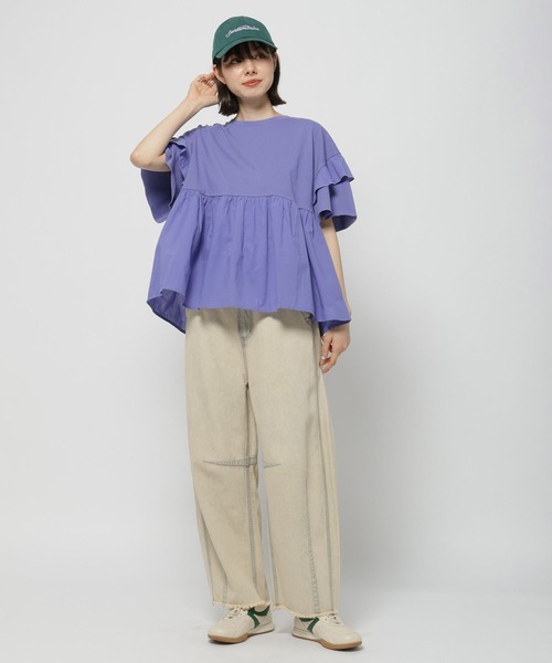 niko and...（ニコアンド）の「フリル切り替えペプラムTシャツ（Tシャツ/カットソー・レディース・オフホワイト/ライトグレー/ブラック/ラベンダー・MEDIUM/LARGE）」の15枚目の写真