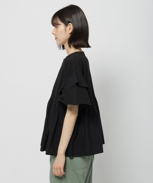 niko and...（ニコアンド）の「フリル切り替えペプラムTシャツ（Tシャツ/カットソー・レディース・オフホワイト/ライトグレー/ブラック/ラベンダー・MEDIUM/LARGE）」の18枚目の写真