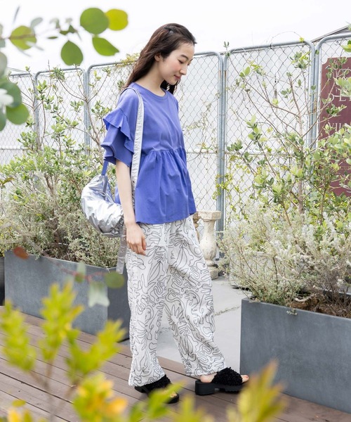 ニコ　ペプラム セール】フリル切り替えペプラムTシャツ（Tシャツ/カットソー