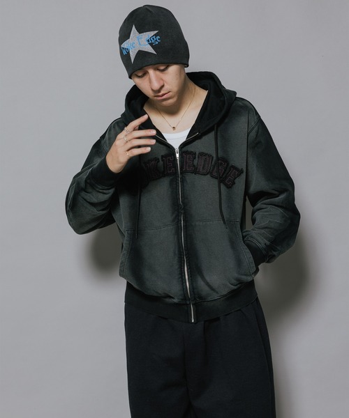 WOKE EDGE（ウォークエッジ）の「WOKE EDGE/ウォークエッジ Faded Embroidery Zip Up Hoodie フーディー（パーカー・メンズ・ブラック・XL/L）」の13枚目の写真