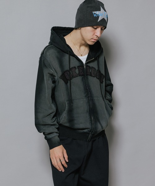 WOKE EDGE（ウォークエッジ）の「WOKE EDGE/ウォークエッジ Faded Embroidery Zip Up Hoodie フーディー（パーカー・メンズ・ブラック・XL/L）」の14枚目の写真