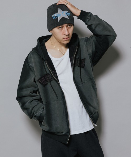 WOKE EDGE（ウォークエッジ）の「WOKE EDGE/ウォークエッジ Faded Embroidery Zip Up Hoodie フーディー（パーカー・メンズ・ブラック・XL/L）」の15枚目の写真
