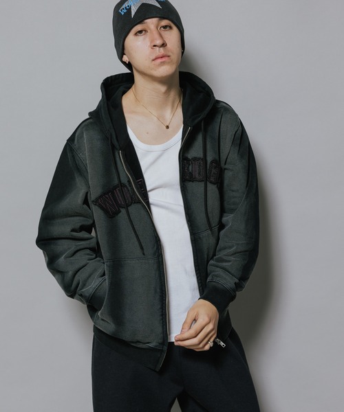 WOKE EDGE（ウォークエッジ）の「WOKE EDGE/ウォークエッジ Faded Embroidery Zip Up Hoodie フーディー（パーカー・メンズ・ブラック・XL/L）」の17枚目の写真
