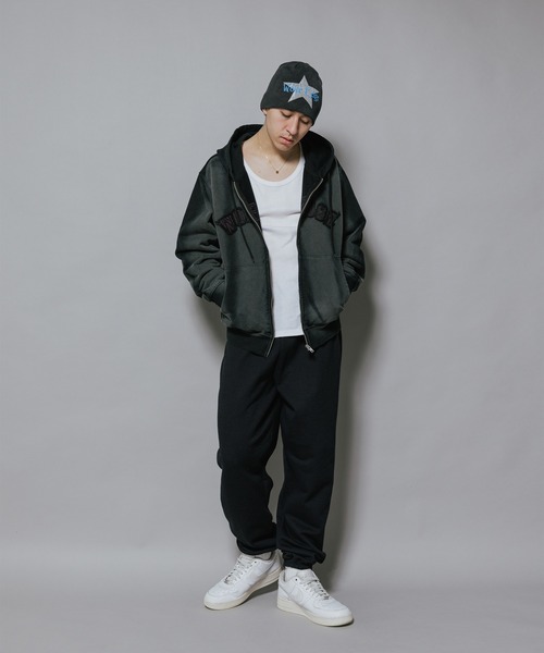 WOKE EDGE（ウォークエッジ）の「WOKE EDGE/ウォークエッジ Faded Embroidery Zip Up Hoodie フーディー（パーカー・メンズ・ブラック・XL/L）」の2枚目の写真