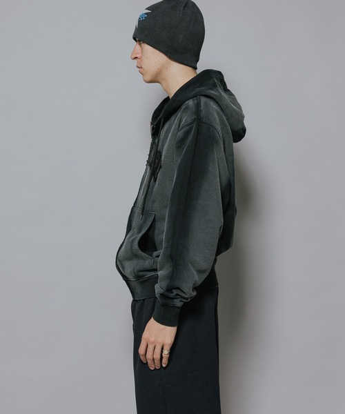 WOKE EDGE（ウォークエッジ）の「WOKE EDGE/ウォークエッジ Faded Embroidery Zip Up Hoodie フーディー（パーカー・メンズ・ブラック・XL/L）」の9枚目の写真