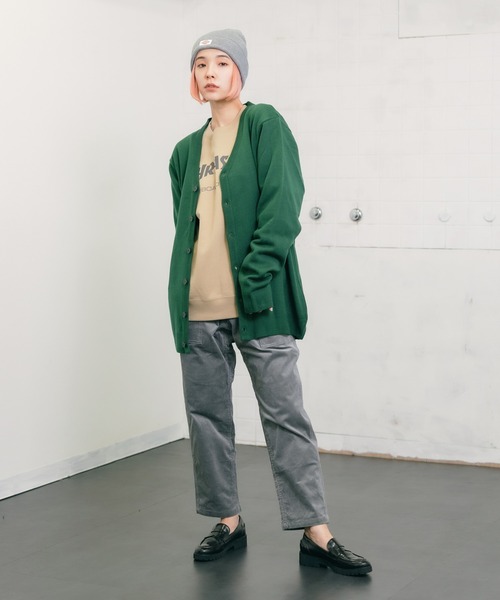 ROOPTOKYO(ループトウキョウ)の「HARRITON/ハリトン Men's Pilbloc V-Neck Button Cardigan Sweater Vネック ビッグシルエット カーディガン(カーディガン/ボレロ・メンズ・グリーン・M/L)」の5枚目の写真