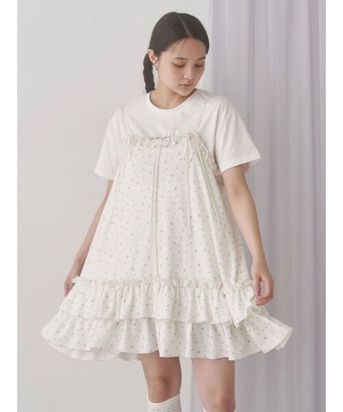 【Mina】flower waffle トップス ＆ ミニワンピース merry jenny（メリージェニー）の「flower waffleミニワンピース