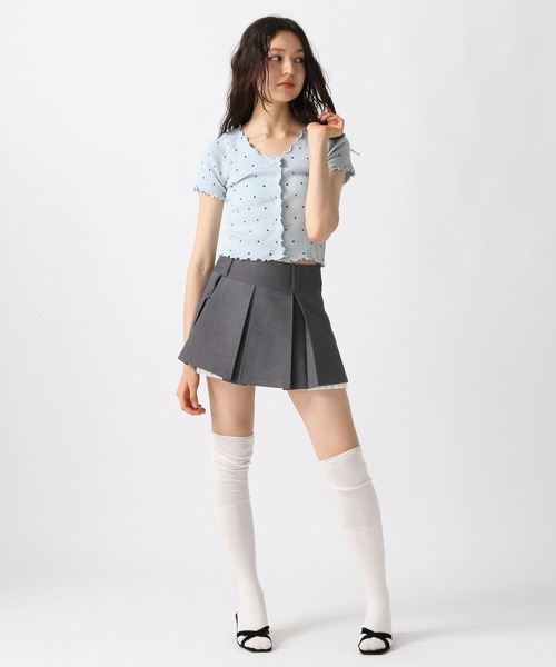 FOREVER 21（フォーエバー トゥエンティーワン）の「【2025SS】ドット柄リブカーディガン（カーディガン/ボレロ・レディース・ブラック/オフホワイト/ブルー・FREE）」の7枚目の写真