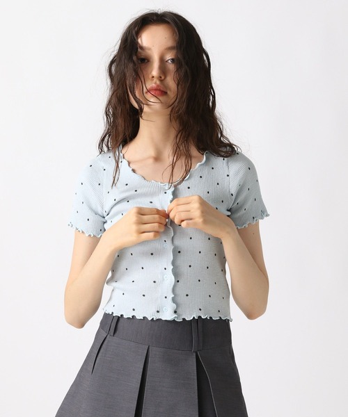 FOREVER 21（フォーエバー トゥエンティーワン）の「【2025SS】ドット柄リブカーディガン（カーディガン/ボレロ・レディース・ブラック/オフホワイト/ブルー・FREE）」の10枚目の写真