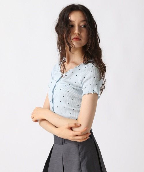 FOREVER 21（フォーエバー トゥエンティーワン）の「【2025SS】ドット柄リブカーディガン（カーディガン/ボレロ・レディース・ブラック/オフホワイト/ブルー・FREE）」の11枚目の写真