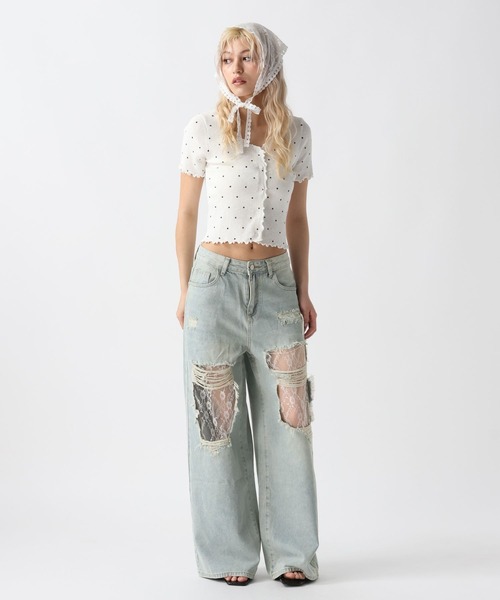 FOREVER 21（フォーエバー トゥエンティーワン）の「【2025SS】ドット柄リブカーディガン（カーディガン/ボレロ・レディース・ブラック/オフホワイト/ブルー・FREE）」の12枚目の写真