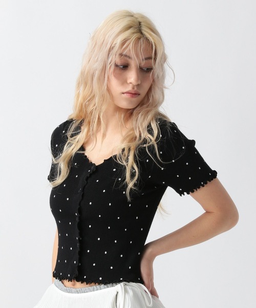 FOREVER 21（フォーエバー トゥエンティーワン）の「【2025SS】ドット柄リブカーディガン（カーディガン/ボレロ・レディース・ブラック/オフホワイト/ブルー・FREE）」の19枚目の写真