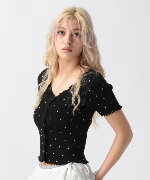 FOREVER 21（フォーエバー トゥエンティーワン）の「【2025SS】ドット柄リブカーディガン（カーディガン/ボレロ・レディース・ブラック/オフホワイト/ブルー・FREE）」の20枚目の写真