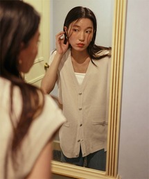 titivate | ゴールド釦オーバーニットベスト(ベスト)