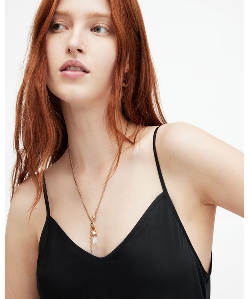 ALLSAINTS(オールセインツ)の「BRYONY V-NECK MIDI SLIP DRESS | BRYONY Vネック ミディ スリップ ドレス・ワンピース(ワンピース・レディース・ブラック・6/4)」の3枚目の写真