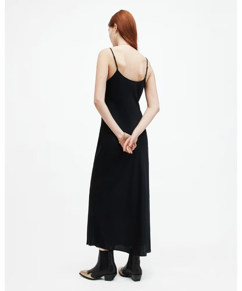 ALLSAINTS(オールセインツ)の「BRYONY V-NECK MIDI SLIP DRESS | BRYONY Vネック ミディ スリップ ドレス・ワンピース(ワンピース・レディース・ブラック・6/4)」の5枚目の写真