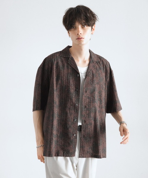 RAGEBLUE(レイジブルー)の「オープンカラー/ダマスク柄シャツ(シャツ/ブラウス・メンズ・ブルー系その他/ブラック系その他/ブラウン系その他・MEDIUM/LARGE)」の1枚目の写真