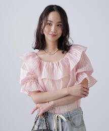 シャツ+ブラウス(半袖+袖なし) andmary Alison frill tops pink アンドマリーのフリマアイテム一覧