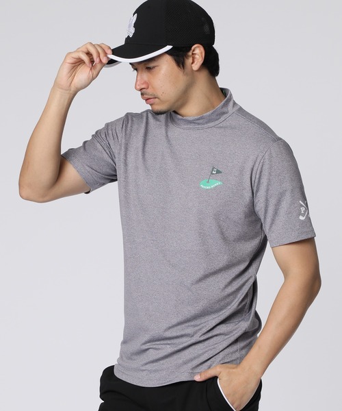 Psycho Bunny（サイコバニー）の「[GOLF]フラッグバニーロゴ メランジモックネックTシャツ（Tシャツ/カットソー・メンズ・ネイビー/グレー/マルーン・MEDIUM/X-LARGE/LARGE）」の2枚目の写真