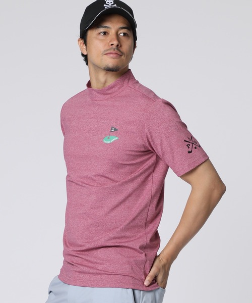 Psycho Bunny（サイコバニー）の「[GOLF]フラッグバニーロゴ メランジモックネックTシャツ（Tシャツ/カットソー・メンズ・ネイビー/グレー/マルーン・MEDIUM/X-LARGE/LARGE）」の3枚目の写真