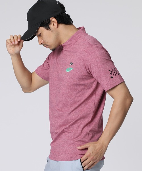 Psycho Bunny（サイコバニー）の「[GOLF]フラッグバニーロゴ メランジモックネックTシャツ（Tシャツ/カットソー・メンズ・ネイビー/グレー/マルーン・MEDIUM/X-LARGE/LARGE）」の16枚目の写真