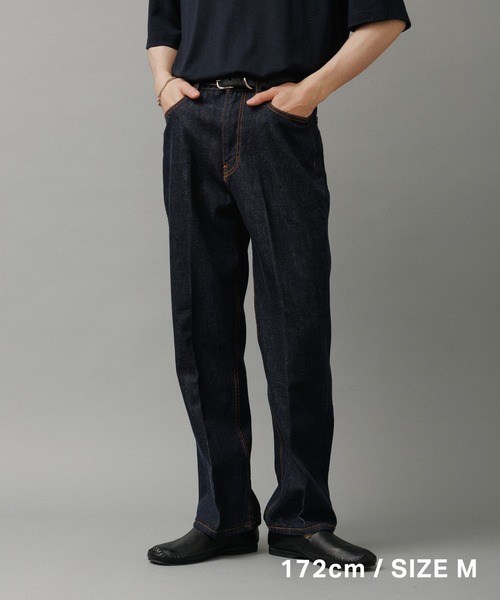 ADAM ET ROPE'（アダムエロペ）の「ストレート デニムスラックス（デニムパンツ・メンズ・ネイビー/ブラック系その他・S/M/L/XL）」の19枚目の写真