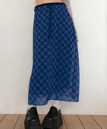 【Y2Kガーリー】ヴィンテージチェックシフォンロングスカート