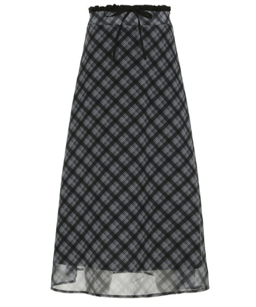 gossip!ロサンゼルス(ゴシップロサンゼルス)の「【Y2Kガーリー】ヴィンテージチェックシフォンロングスカート(スカート・レディース・ブラック/ブルー・L/M/S)」の15枚目の写真