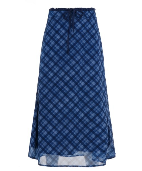 gossip!ロサンゼルス(ゴシップロサンゼルス)の「【Y2Kガーリー】ヴィンテージチェックシフォンロングスカート(スカート・レディース・ブラック/ブルー・L/M/S)」の9枚目の写真