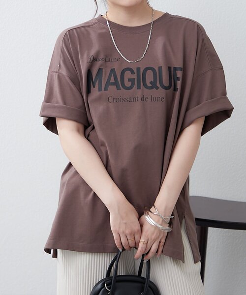 continuer de NICE CLAUP（コンティニューデナイスクラップ）の「《サスティナブル企画》《オーガニックコットン》カレッジロゴＴ（Tシャツ/カットソー・レディース・ブラウン/オフホワイト/ネイビー・FREE）」の3枚目の写真