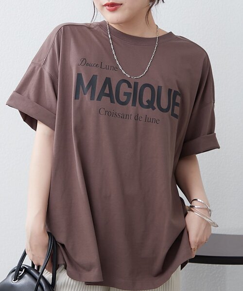 continuer de NICE CLAUP（コンティニューデナイスクラップ）の「《サスティナブル企画》《オーガニックコットン》カレッジロゴＴ（Tシャツ/カットソー・レディース・ブラウン/オフホワイト/ネイビー・FREE）」の16枚目の写真