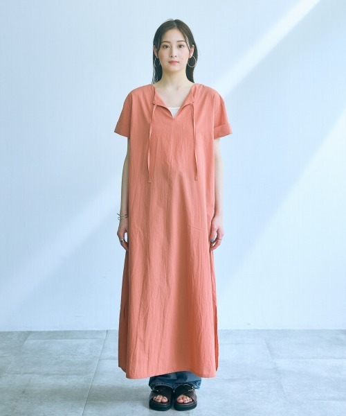 slattgir(スラットジール)の「高身長 綿100%カフタンワンピース(トールサイズ)Essenave(ワンピース・レディース・オレンジ/グレー・T5L/T4L/T3L/TLL/TL/TM)」の7枚目の写真