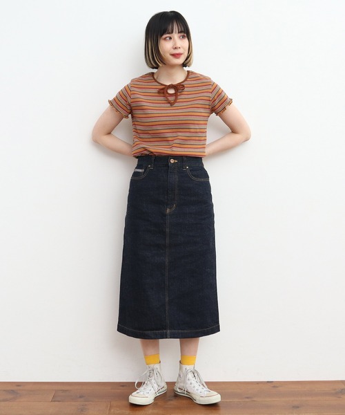 My Fav. CHILD WOMAN（マイファブチャイルドウーマン）の「11.36ozムラ糸デニムミディアムタイトスカート（デニムスカート・レディース・ネイビー・36/38）」の4枚目の写真