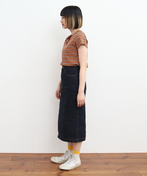 My Fav. CHILD WOMAN（マイファブチャイルドウーマン）の「11.36ozムラ糸デニムミディアムタイトスカート（デニムスカート・レディース・ネイビー・36/38）」の5枚目の写真