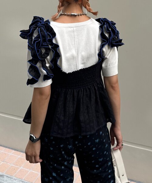 HELLO.SANFRANCISCO（ハローサンフランシスコ）の「【HELLO.SANFRANCISCO/ハローサンフランシスコ】ドビードットフリルキャミビスチェ（タンクトップ・レディース・レッド/ブラック/オレンジ・ONE SIZE）」の6枚目の写真