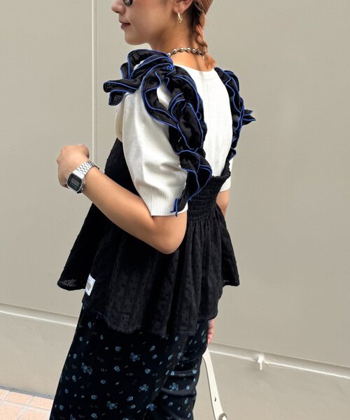 HELLO.SANFRANCISCO（ハローサンフランシスコ）の「【HELLO.SANFRANCISCO/ハローサンフランシスコ】ドビードットフリルキャミビスチェ（タンクトップ・レディース・レッド/ブラック/オレンジ・ONE SIZE）」の7枚目の写真