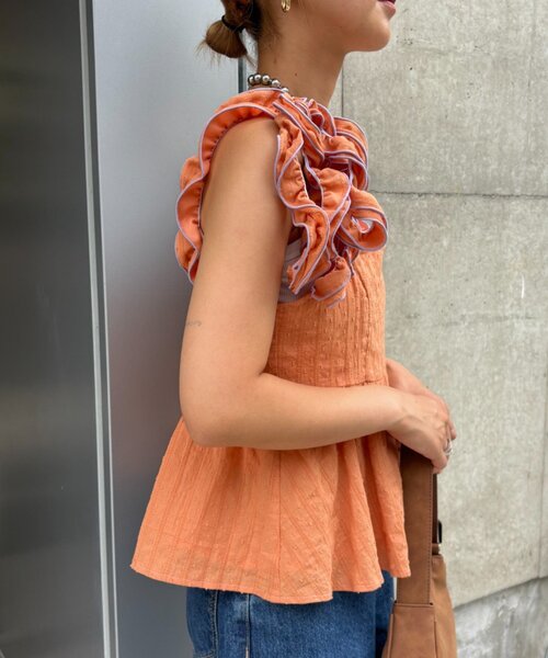 HELLO.SANFRANCISCO（ハローサンフランシスコ）の「【HELLO.SANFRANCISCO/ハローサンフランシスコ】ドビードットフリルキャミビスチェ（タンクトップ・レディース・レッド/ブラック/オレンジ・ONE SIZE）」の15枚目の写真