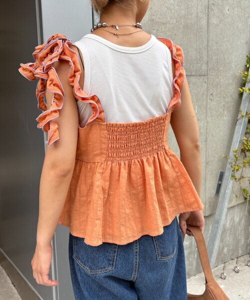 HELLO.SANFRANCISCO（ハローサンフランシスコ）の「【HELLO.SANFRANCISCO/ハローサンフランシスコ】ドビードットフリルキャミビスチェ（タンクトップ・レディース・レッド/ブラック/オレンジ・ONE SIZE）」の16枚目の写真