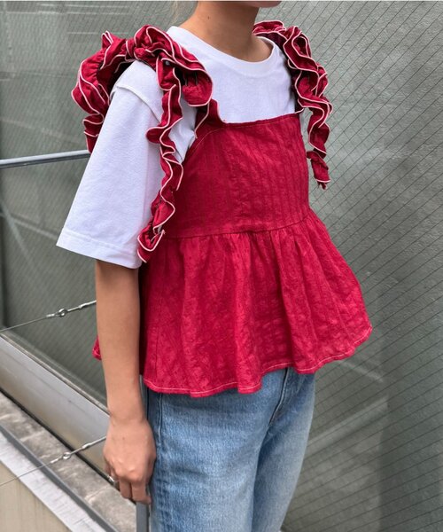 HELLO.SANFRANCISCO（ハローサンフランシスコ）の「【HELLO.SANFRANCISCO/ハローサンフランシスコ】ドビードットフリルキャミビスチェ（タンクトップ・レディース・レッド/ブラック/オレンジ・ONE SIZE）」の20枚目の写真