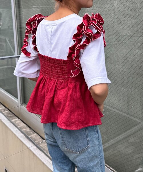 HELLO.SANFRANCISCO（ハローサンフランシスコ）の「【HELLO.SANFRANCISCO/ハローサンフランシスコ】ドビードットフリルキャミビスチェ（タンクトップ・レディース・レッド/ブラック/オレンジ・ONE SIZE）」の22枚目の写真