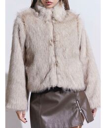 スタンドカラーフェイクファーブルゾン